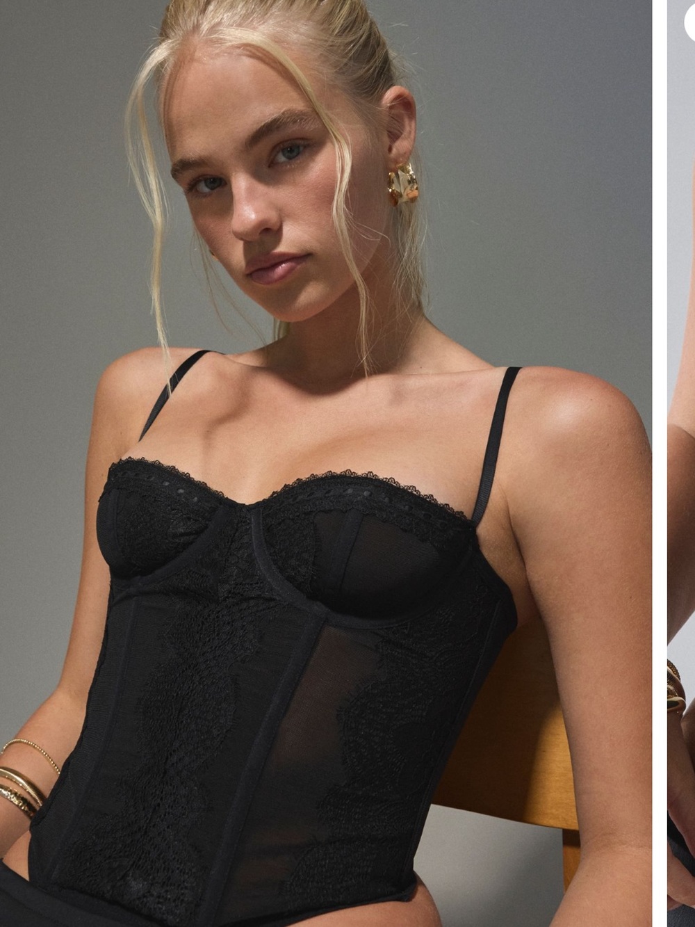 Urban Outfitters Black Lace Bustier Top